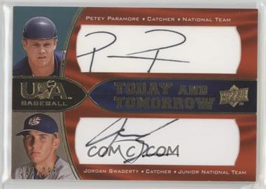 2008 Upper Deck USA Baseball National Teams - Today and Tomorrow Autographs - Black Ink #TT-4 - Jordan Swagerty, Petey Paramore /295