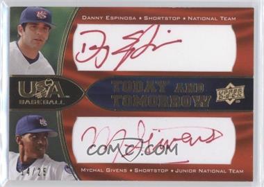2008 Upper Deck USA Baseball National Teams - Today and Tomorrow Autographs - Red Ink #TT-8 - Danny Espinosa, Mychal Givens /25