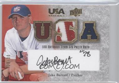 2008 Upper Deck USA Baseball Teams - 18U National Team Game-Used Jersey - Black Ink Autographs #18U-JB - Jake Barrett /30