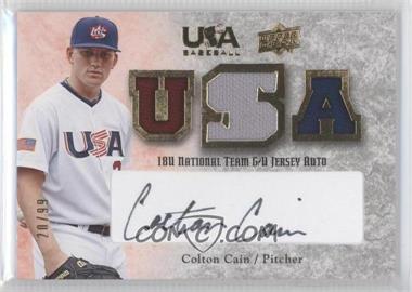 2008 Upper Deck USA Baseball Teams - 18U National Team Game-Used Jersey - Blue Ink Autographs #18U-CC - Colton Cain /99