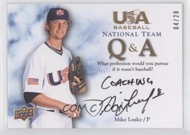 2008 Upper Deck USA Baseball Teams - National Team Q & A #QA-ML.1 - Mike Leake (Profession) /20