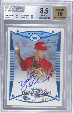 2009 Bowman Draft Picks & Prospects - Aflac All-American Autographs #AFLAC-ZW - Zack Wheeler /244 [BGS 8.5 NM‑MT+]