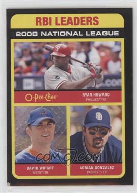 2009 O-Pee-Chee - [Base] - Black Border #536 - League Leaders - Ryan Howard, David Wright, Adrian Gonzalez