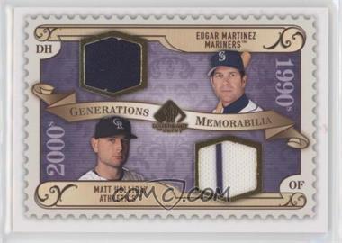 2009 SP Legendary Cuts - Generations Memorabilia #GM-MH - Edgar Martinez, Matt Holliday