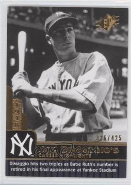 2009 SPx - Joe DiMaggio Career Highlights #JD-74 - Joe DiMaggio /425