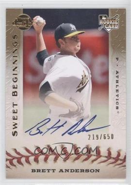 2009 Sweet Spot - [Base] #102 - Sweet Beginnings - Brett Anderson /650