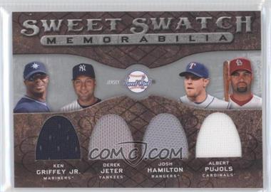 2009 Sweet Spot - Sweet Swatch Memorabilia Quad #QS-TOP - Ken Griffey Jr., Albert Pujols, Derek Jeter, Josh Hamilton