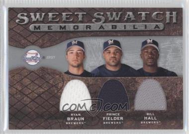 2009 Sweet Spot - Sweet Swatch Memorabilia Triple #TS-MIL - Ryan Braun, Prince Fielder, Bill Hall