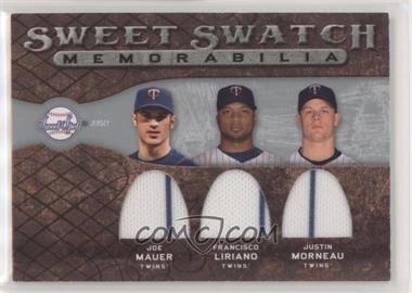 2009 Sweet Spot - Sweet Swatch Memorabilia Triple #TS-MIN - Joe Mauer, Francisco Liriano, Justin Morneau