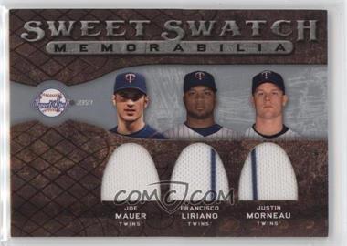 2009 Sweet Spot - Sweet Swatch Memorabilia Triple #TS-MIN - Joe Mauer, Francisco Liriano, Justin Morneau