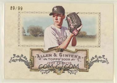 2009 Topps Allen & Ginter's - Rip Cards - Ripped #RC11 - Jeff Francis /99