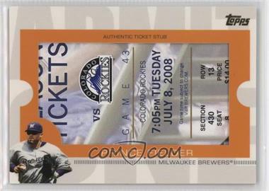 2009 Topps Ticket To Stardom - Ticket Stubs - Gold #TS-34 - Prince Fielder /10