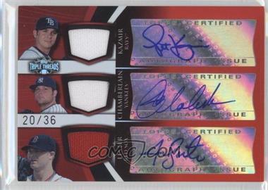 2009 Topps Triple Threads - Triple Autograph Relic Combos #TTARC-7 - Scott Kazmir, Joba Chamberlain, Jon Lester /36