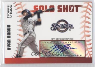 2009 Topps Unique - Solo Shots - Autographs #SSA-RB - Ryan Braun