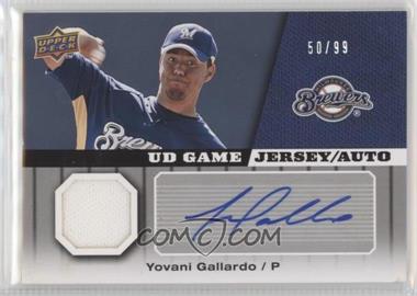 2009 Upper Deck - UD Game Jersey - Autographs #GJ-YG - Yovani Gallardo /99