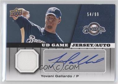 2009 Upper Deck - UD Game Jersey - Autographs #GJ-YG - Yovani Gallardo /99
