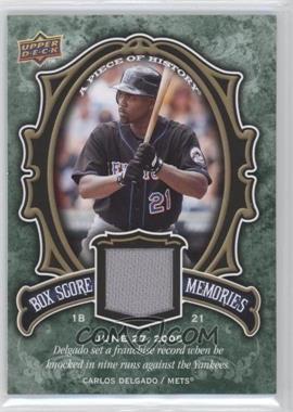 2009 Upper Deck A Piece of History - Box Score Memories - Jersey #BSM-CD - Carlos Delgado