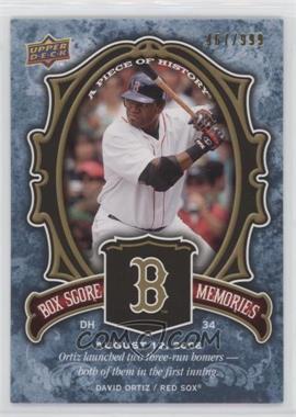 2009 Upper Deck A Piece of History - Box Score Memories #BSM-DO - David Ortiz /999