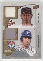 AL/NL Stars Dual Swatch Memorabilia - Adam Jones, David Murphy #/500