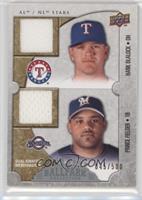 AL/NL Stars Dual Swatch Memorabilia - Hank Blalock, Prince Fielder #/500