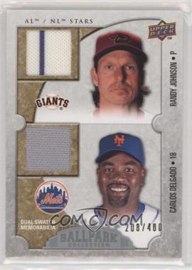 2009 Upper Deck Ballpark Collection - [Base] #105 - AL/NL Stars Dual Swatch Memorabilia - Randy Johnson, Carlos Delgado /400