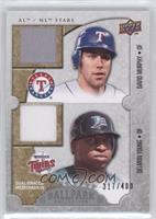 AL/NL Stars Dual Swatch Memorabilia - David Murphy, Delmon Young #/400