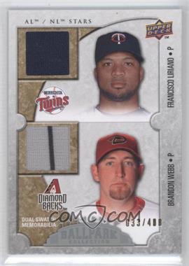 2009 Upper Deck Ballpark Collection - [Base] #121 - AL/NL Stars Dual Swatch Memorabilia - Francisco Liriano, Brandon Webb /400