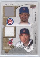 AL/NL Stars Dual Swatch Memorabilia - Derrek Lee, Travis Hafner #/500