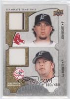 Teammate Timelines Dual Swatch - Josh Beckett, A.J. Burnett #/400