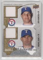 Teammate Timelines Dual Swatch - Josh Hamilton, Michael Young [Noted] #/200
