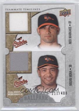 2009 Upper Deck Ballpark Collection - [Base] #178 - Teammate Timelines Dual Swatch - Nick Markakis, Melvin Mora /400