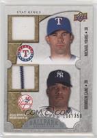 Stat Kings Dual Swatch Memorabilia - Michael Young, Robinson Cano [Noted] #/350