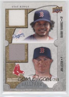 2009 Upper Deck Ballpark Collection - [Base] #189 - Stat Kings Dual Swatch Memorabilia - Manny Ramirez, Jon Lester /250