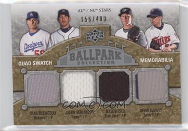 2009 Upper Deck Ballpark Collection - [Base] #202 - AL/NL Stars Quad Swatch Memorabilia - Chad Billingsley, Justin Verlander, Jesse Litsch, Kevin Slowey /400