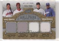 AL/NL Stars Quad Swatch Memorabilia - Grady Sizemore, Chris Young, Matt Hollida…