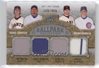 AL/NL Stars Quad Swatch Memorabilia - Tim Lincecum, Carlos Zambrano, Barry Zito…