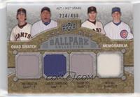 AL/NL Stars Quad Swatch Memorabilia - Tim Lincecum, Carlos Zambrano, Barry Zito…