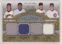 AL/NL Stars Quad Swatch Memorabilia - Tim Lincecum, Carlos Zambrano, Barry Zito…