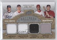 Emerging Stars Quad Swatch Memorabilia - James Shields, Jonathan Papelbon, Chri…