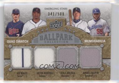 2009 Upper Deck Ballpark Collection - [Base] #227 - Emerging Stars Quad Swatch Memorabilia - Joe Mauer, Victor Martinez, Kenji Johjima, Russell Martin /500