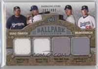 Emerging Stars Quad Swatch Memorabilia - Prince Fielder, Michael Young, Chien-M…