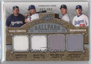 2009 Upper Deck Ballpark Collection - [Base] #230 - Emerging Stars Quad Swatch Memorabilia - Prince Fielder, Michael Young, Chien-Ming Wang, Chad Billingsley /400