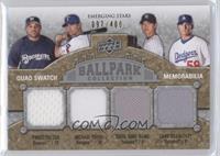 Emerging Stars Quad Swatch Memorabilia - Prince Fielder, Michael Young, Chien-M…