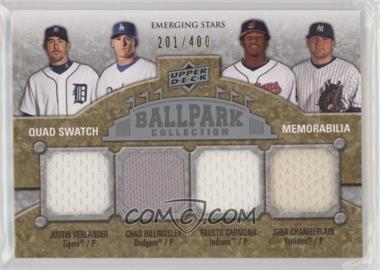 2009 Upper Deck Ballpark Collection - [Base] #240 - Emerging Stars Quad Swatch Memorabilia - Justin Verlander, Chad Billingsley, Fausto Carmona, Joba Chamberlain /400