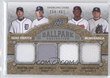 2009 Upper Deck Ballpark Collection - [Base] #240 - Emerging Stars Quad Swatch Memorabilia - Justin Verlander, Chad Billingsley, Fausto Carmona, Joba Chamberlain /400