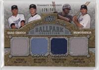 Teammate Timelines Quad Swatch - Alex Rios, Roy Halladay, Carlos Delgado, Troy …