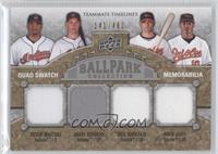 Teammate Timelines Quad Swatch - Victor Martinez, Grady Sizemore, Nick Markakis…