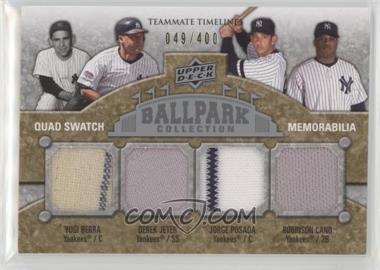 2009 Upper Deck Ballpark Collection - [Base] #264 - Teammate Timelines Quad Swatch - Yogi Berra, Derek Jeter, Jorge Posada, Robinson Cano /400