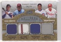 Teammate Timelines Quad Swatch - Ryne Sandberg, Mike Schmidt, Aramis Ramirez, C…