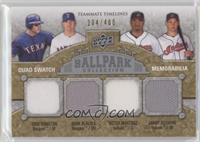 Teammate Timelines Quad Swatch - Josh Hamilton, Hank Blalock, Victor Martinez, …